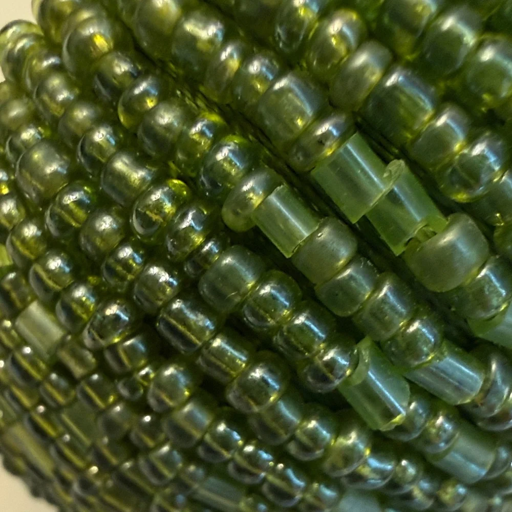 Set of 4 Olive Green Beaded Napkin Holders